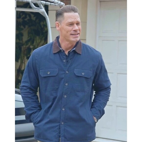 Tailor Vintage Mens Canvas Faux Shearling Fleece Lined Jacket Cord Collar Blue L - Picture 1 of 15